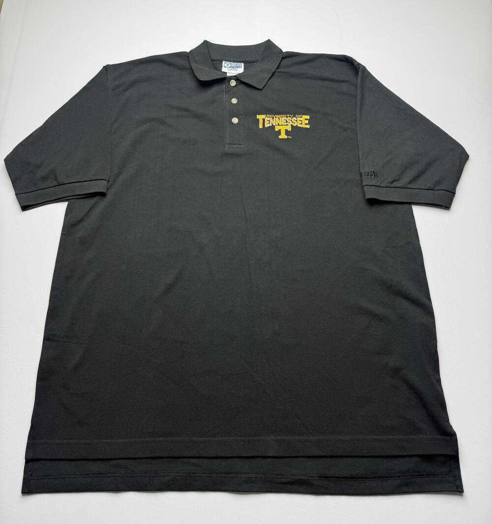 Tennessee Volunteers Polo Shirt Mens XL Black NCAA Golf Discus Athletic Logo